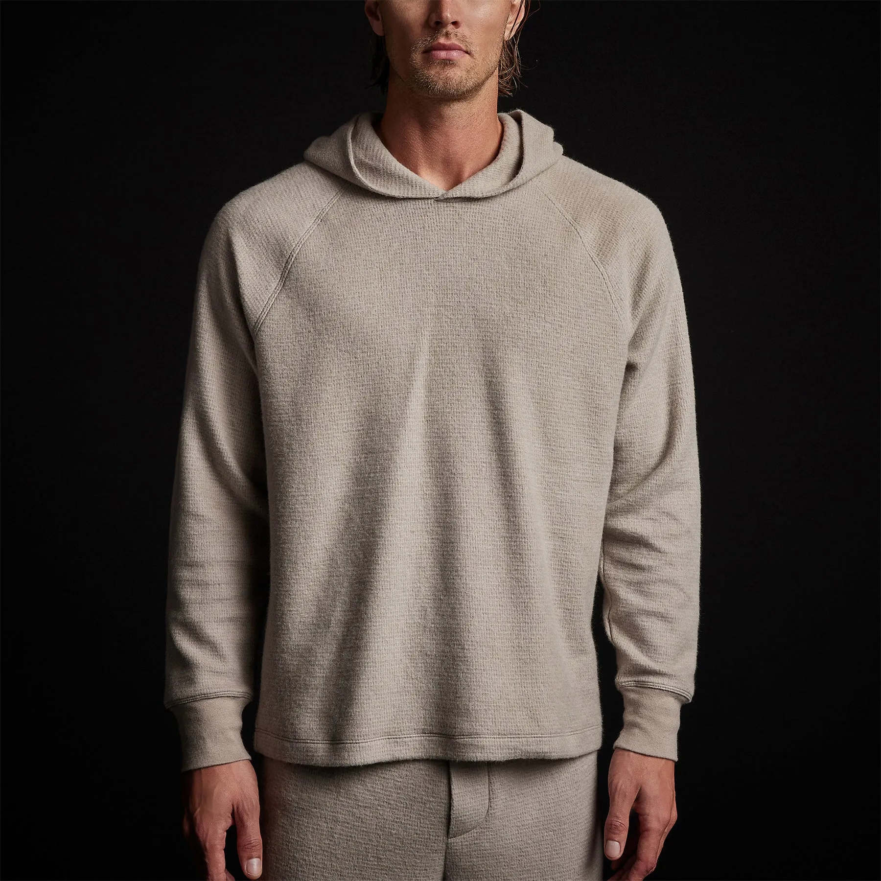 Men's Thermal Knit Lounge Set With Cashmere Blanket - Dapple/Taupe Melange