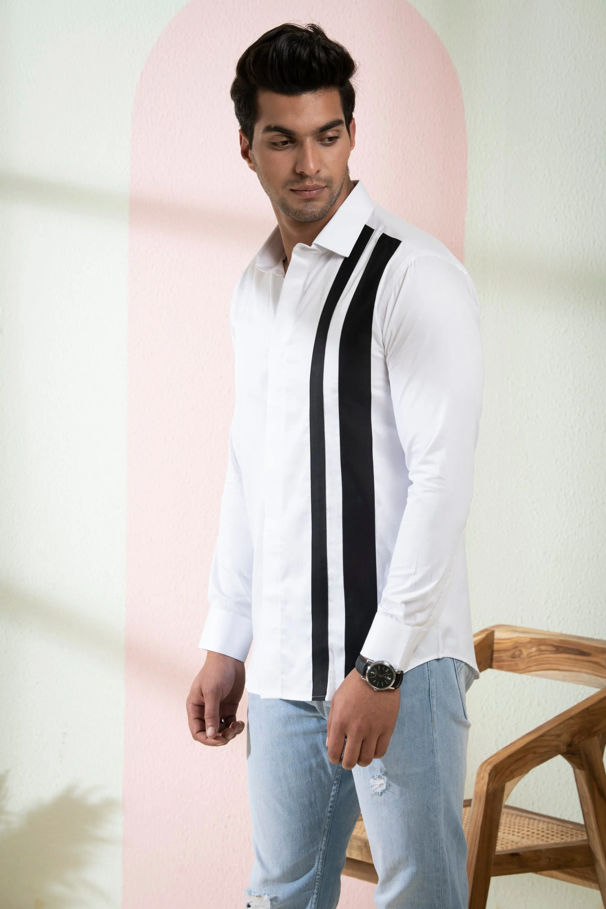 Men's White Color Brumo Full Sleeves Shirt - Hilo Design