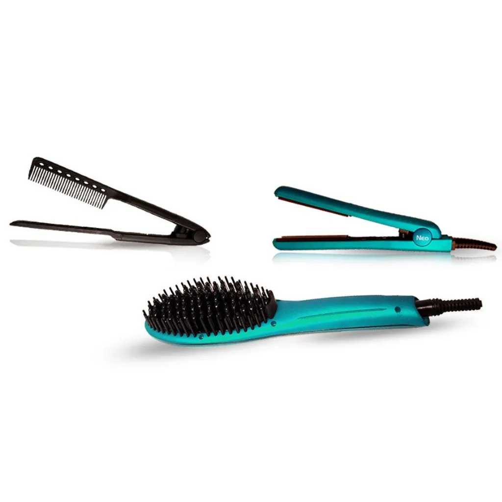 Metallic Turquoise Heated Brush Set | Set