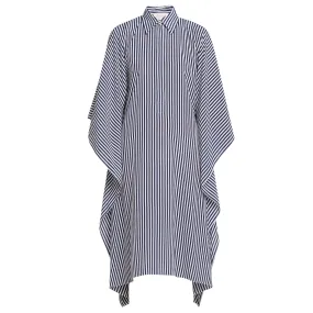 Michael Kors Collection Sea Multi Stripe Midi Silk Caftan Shirt Dress