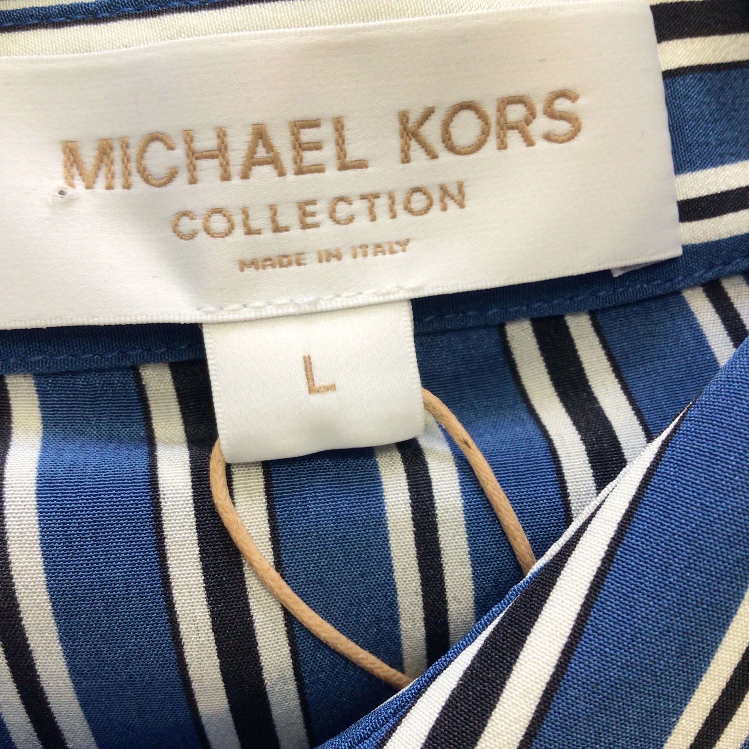 Michael Kors Collection Sea Multi Stripe Midi Silk Caftan Shirt Dress