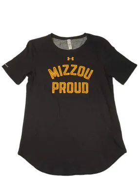 Missouri Tigers Under Armour Heatgear WOMENS "Mizzou Proud" SS Scoop T-Shirt (M)