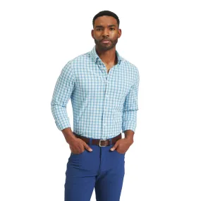 Mizzen   Main Leeward Classic Fit Blue Tonal Check Long Sleeve Mens Dress Shirt