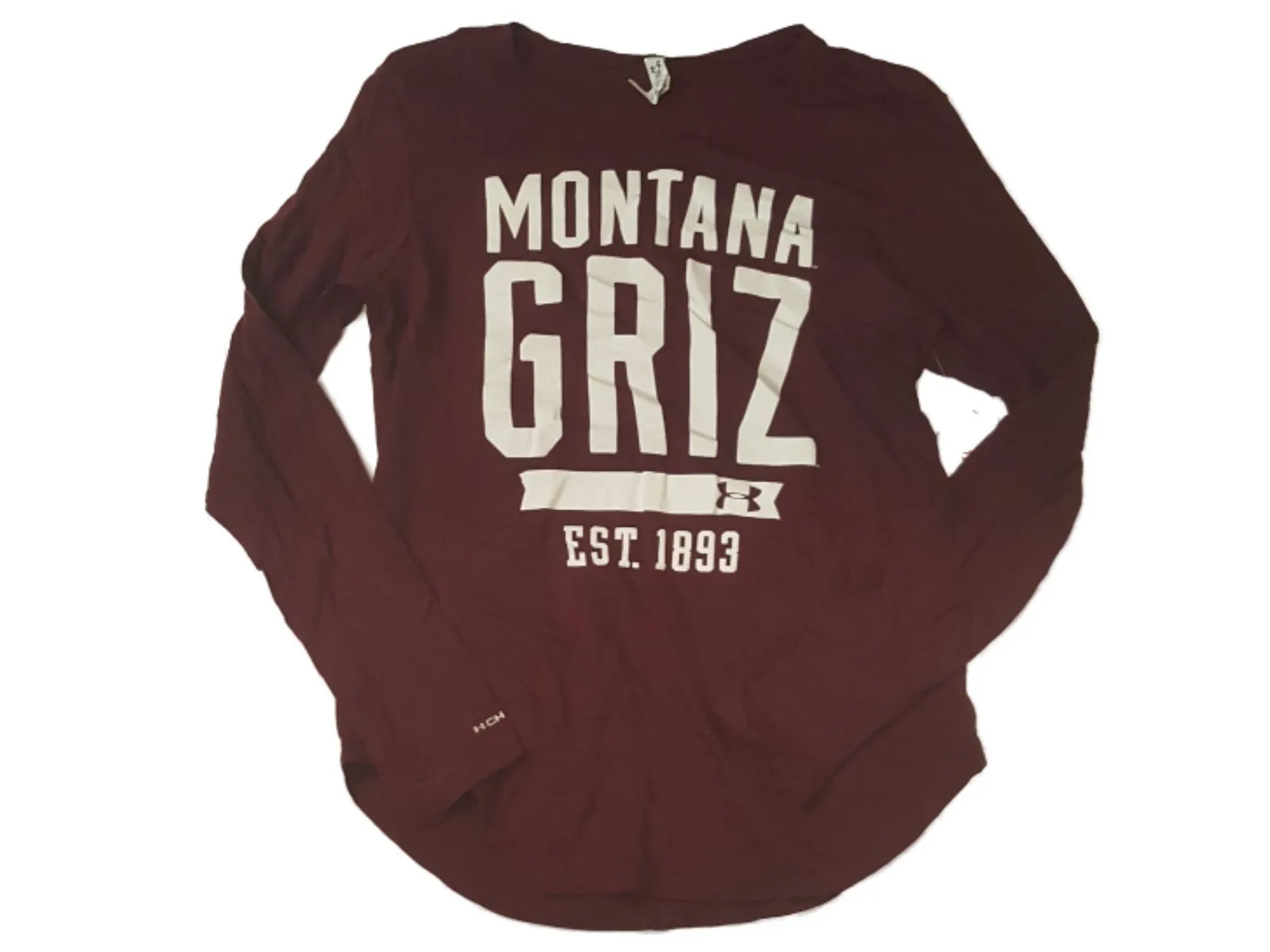 Montana Grizzlies Under Armour Heatgear WOMEN Semi-Fitted Maroon LS T-Shirt (S)