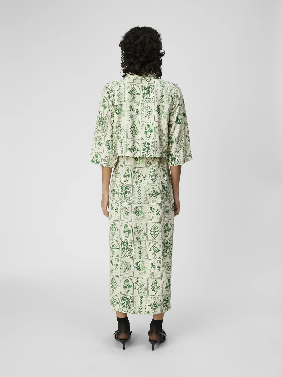 NELI LONG SHIRT DRESS (SANDSHELL/VIBRANT GREEN)