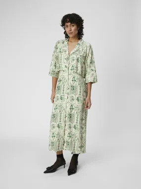 NELI LONG SHIRT DRESS (SANDSHELL/VIBRANT GREEN)