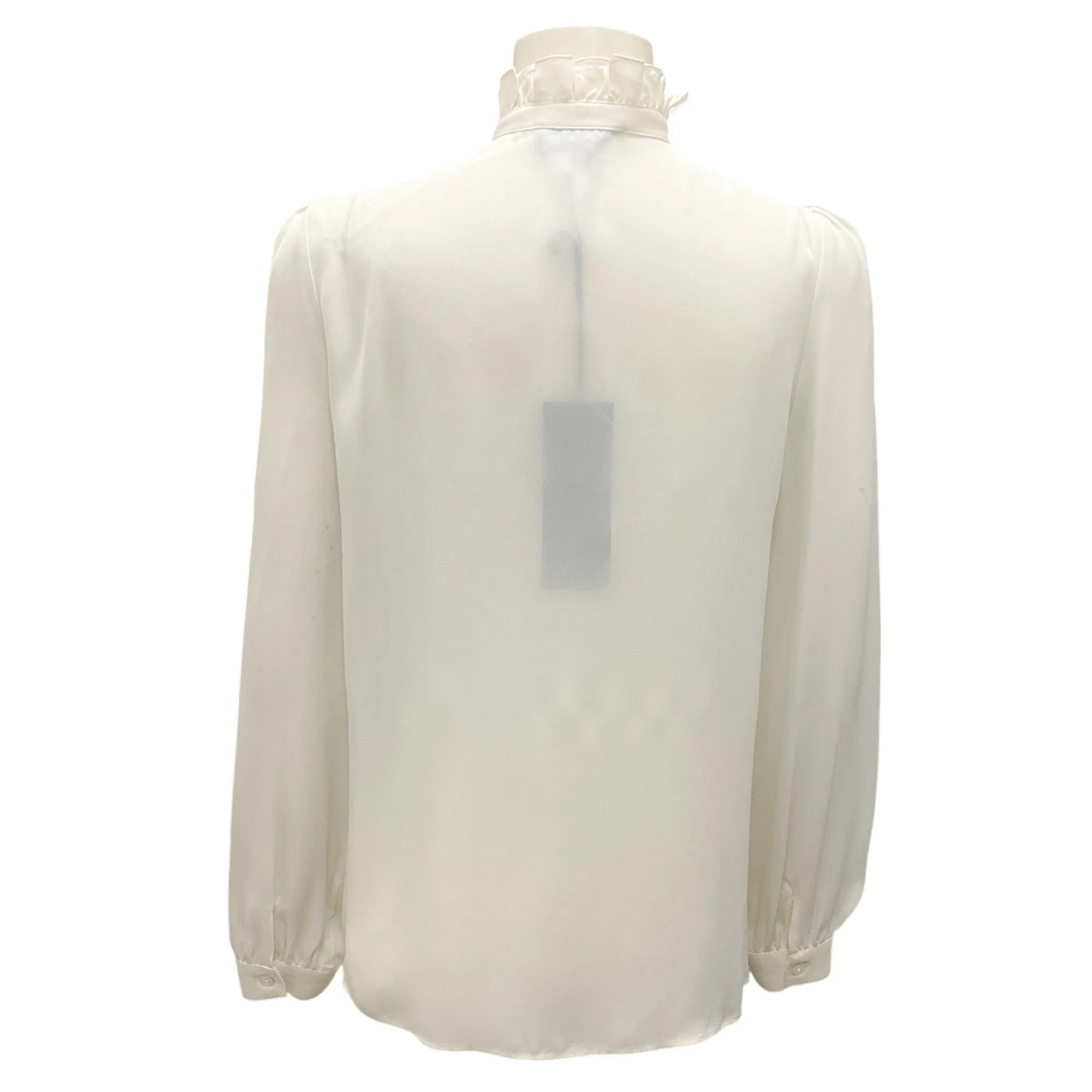 Nili Lotan Ivory Ruffled Tie-Neck Miera Shirt