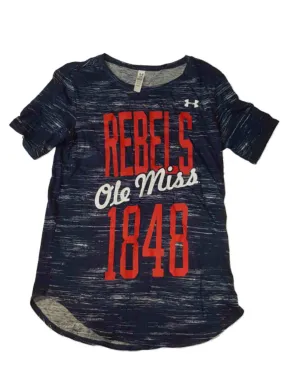 Ole Miss Rebels Under Armour Heatgear WOMENS Navy SS Scoop Neck T-Shirt (S)