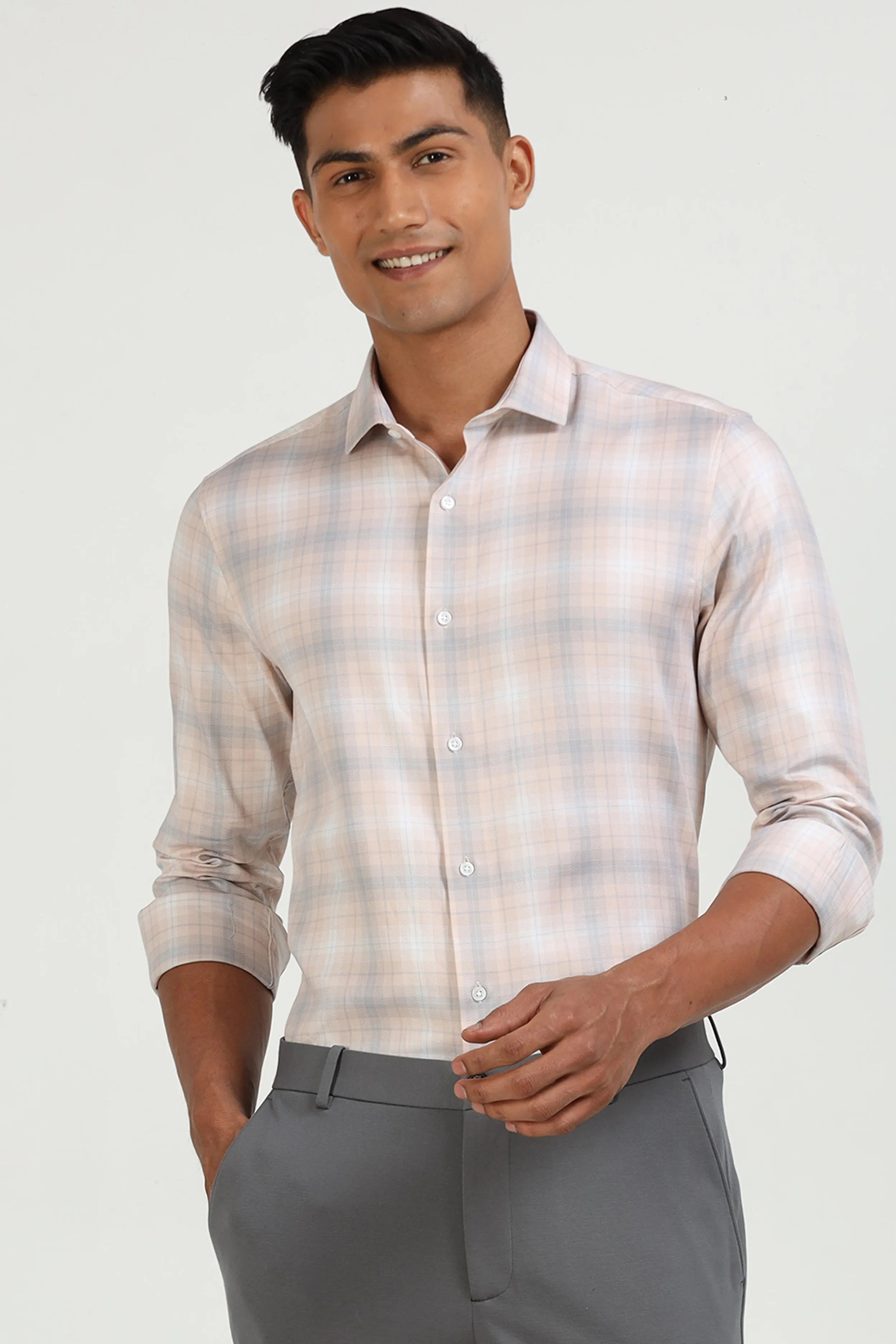 Peach Check Shirt