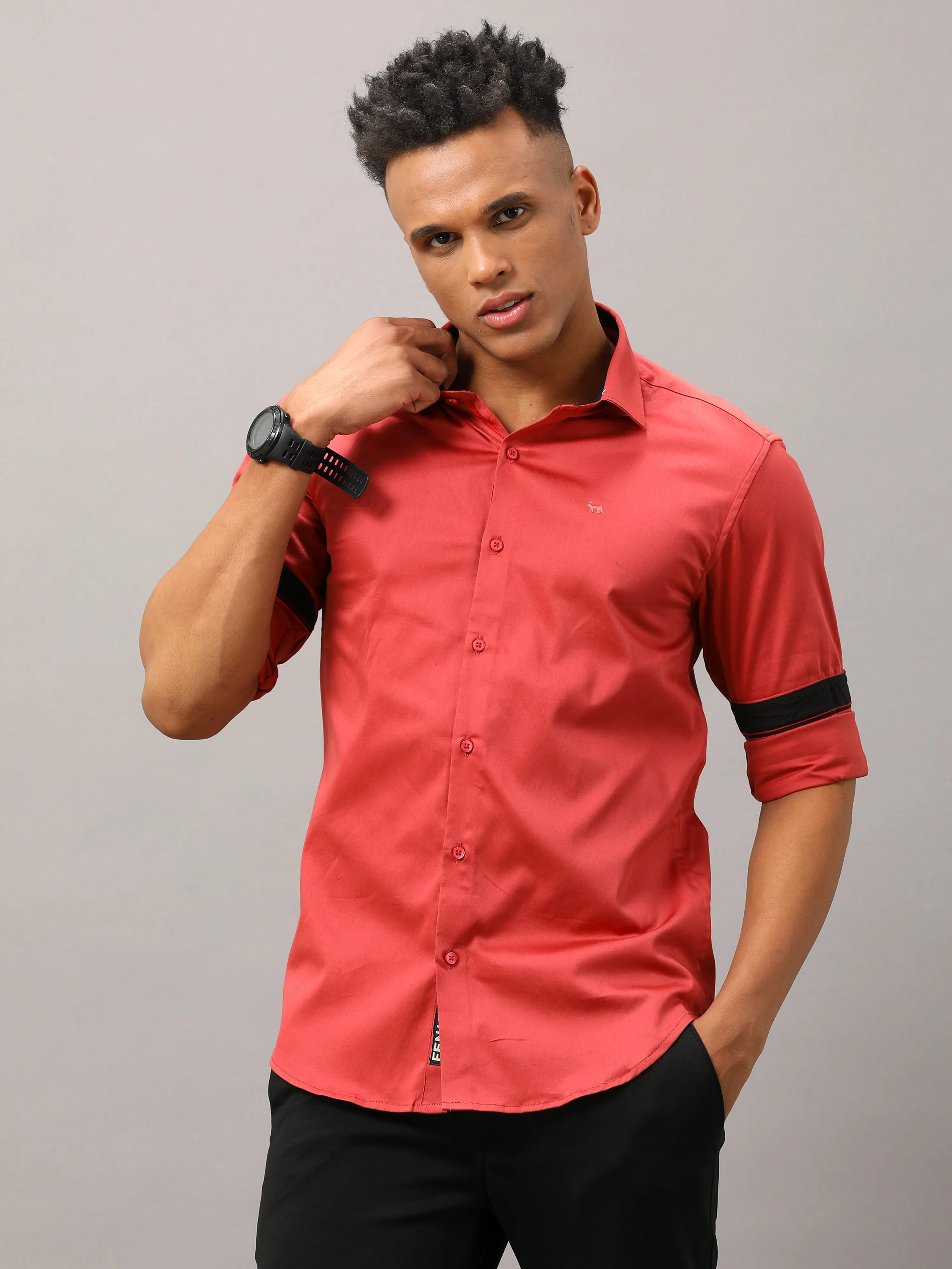 Plain Red Shirt Full Sleeve