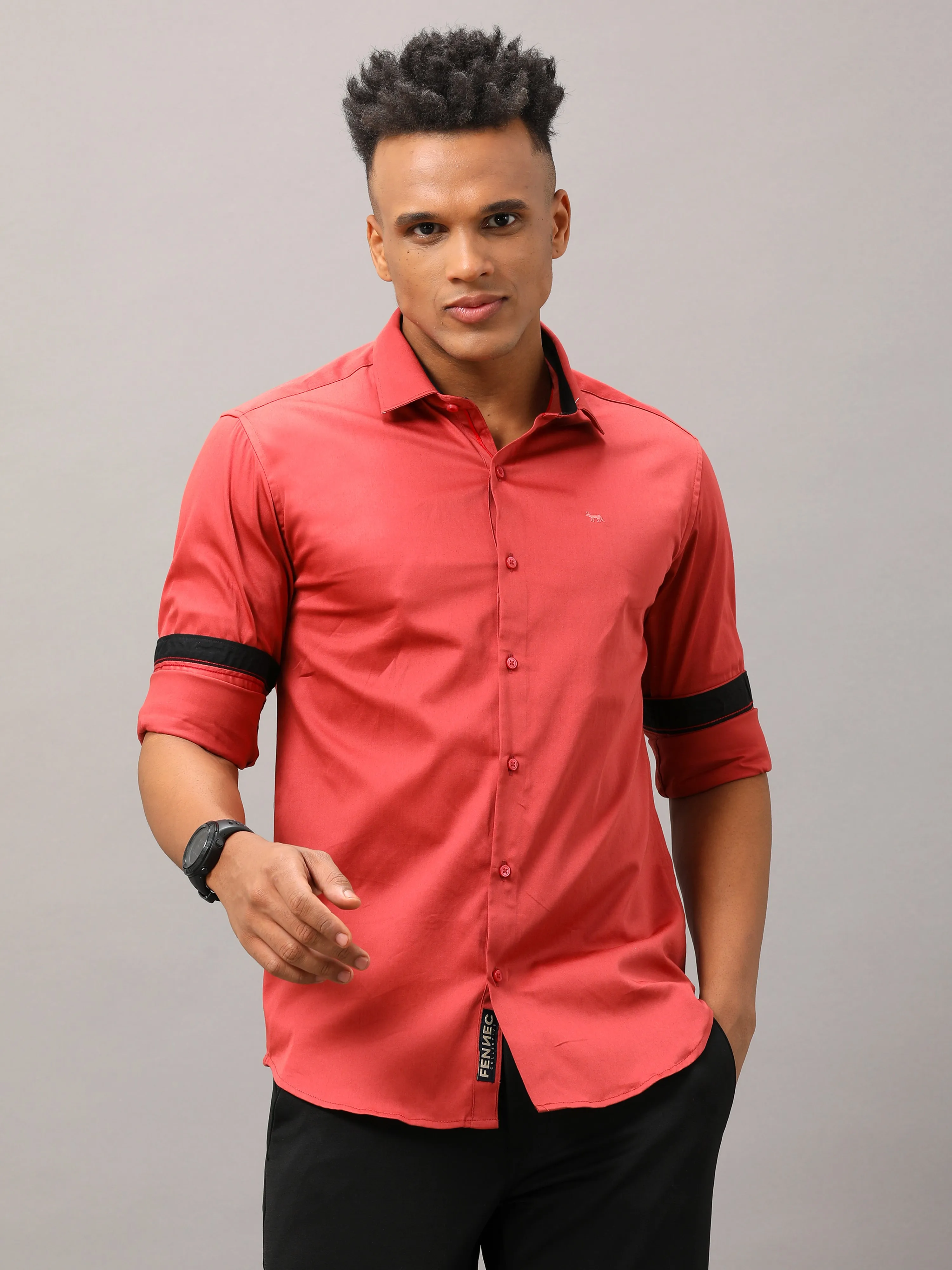 Plain Red Shirt Full Sleeve