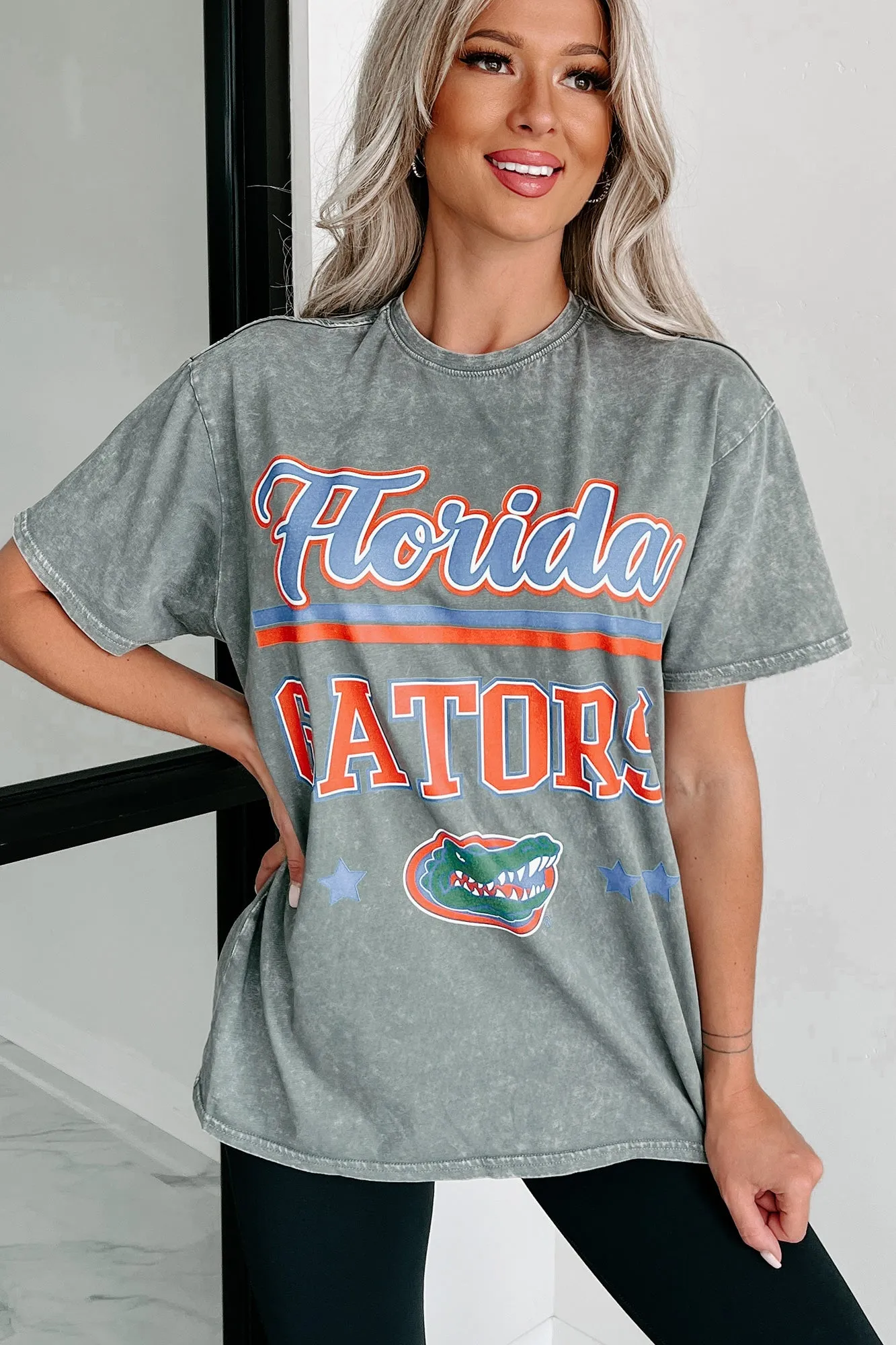 "Florida Gators" Mineral Wash Graphic T-Shirt (Grey)