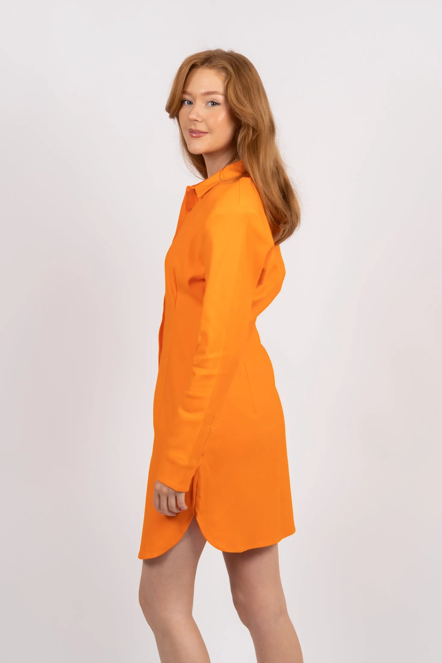 Raw Shirt Dress - Mandarin Orange