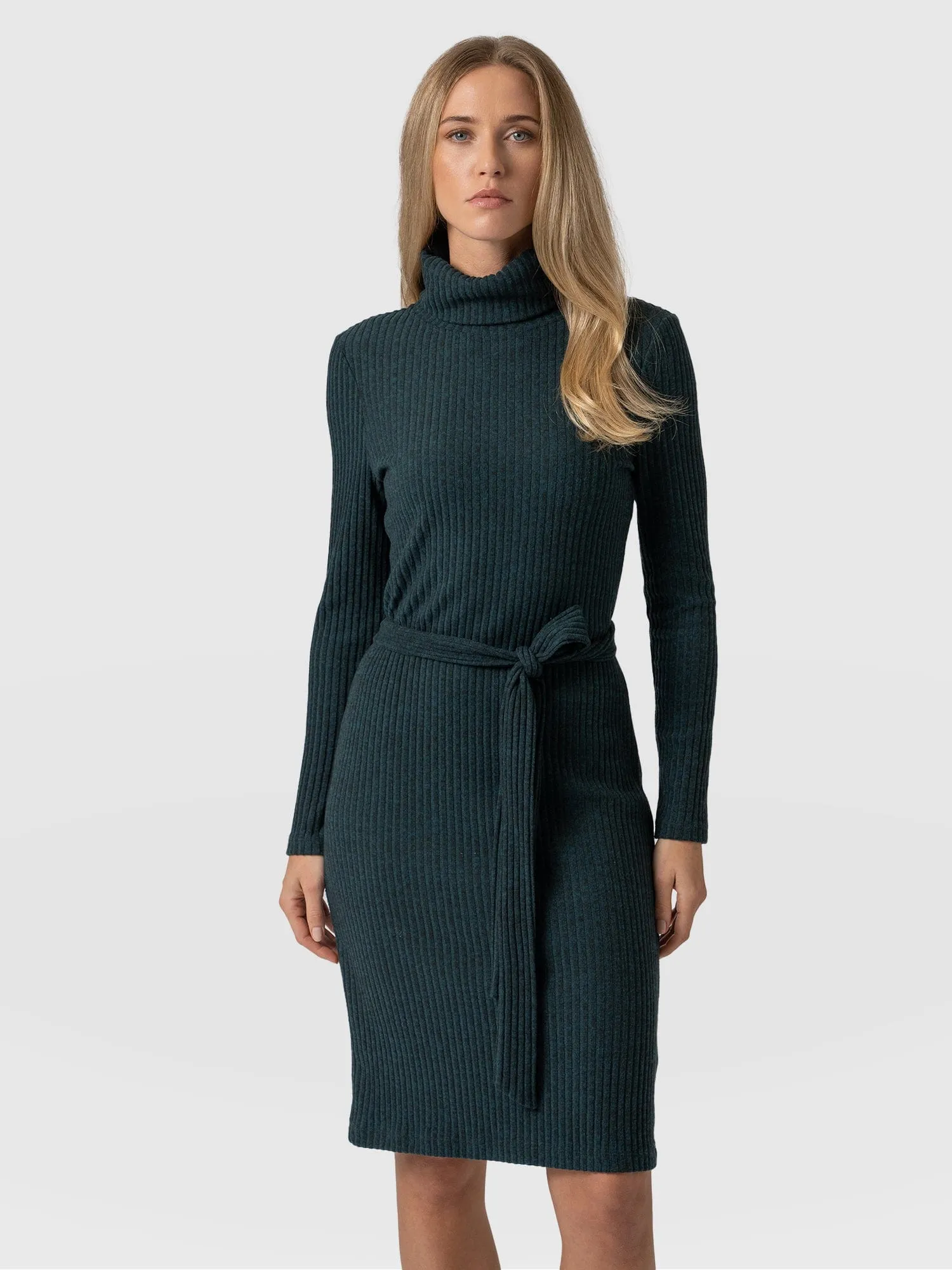 Remi Roll Neck Dress - Green