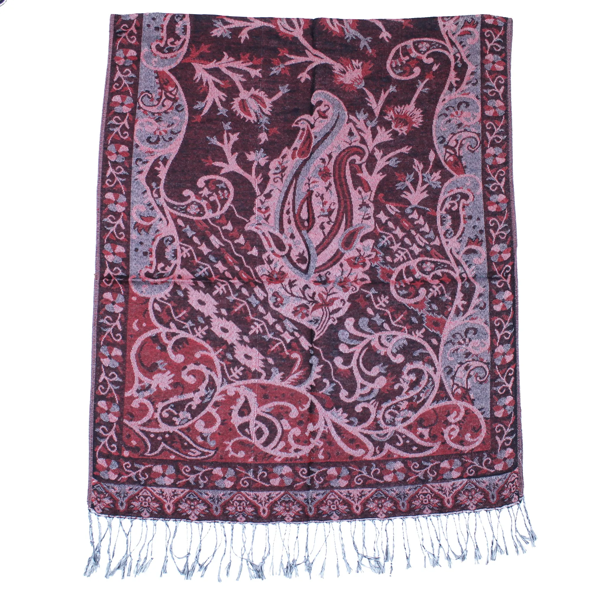 Reversible Paisley Print Pashmina with Tassels