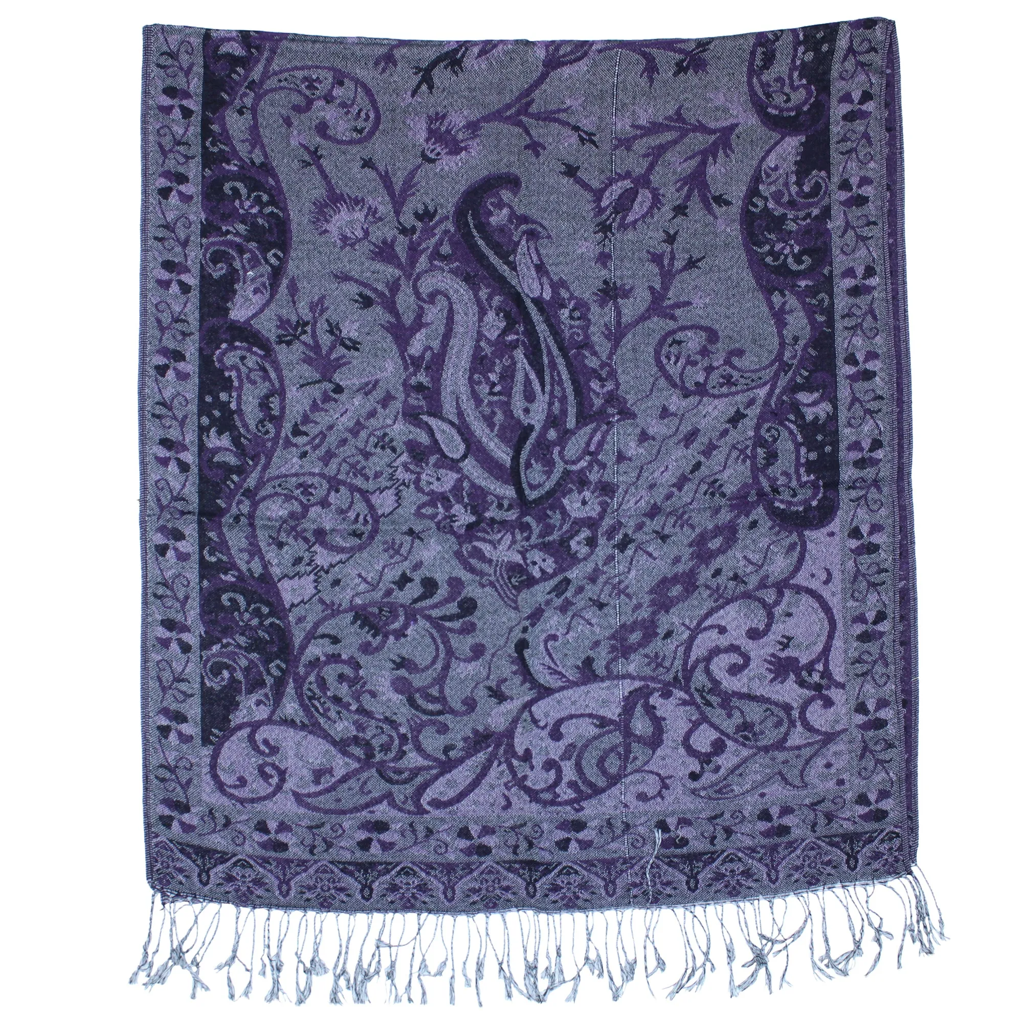 Reversible Paisley Print Pashmina with Tassels