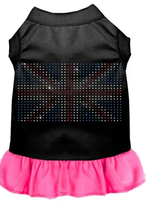 Rhinestone British Flag Dress Black With Bright Pink Xs (8)