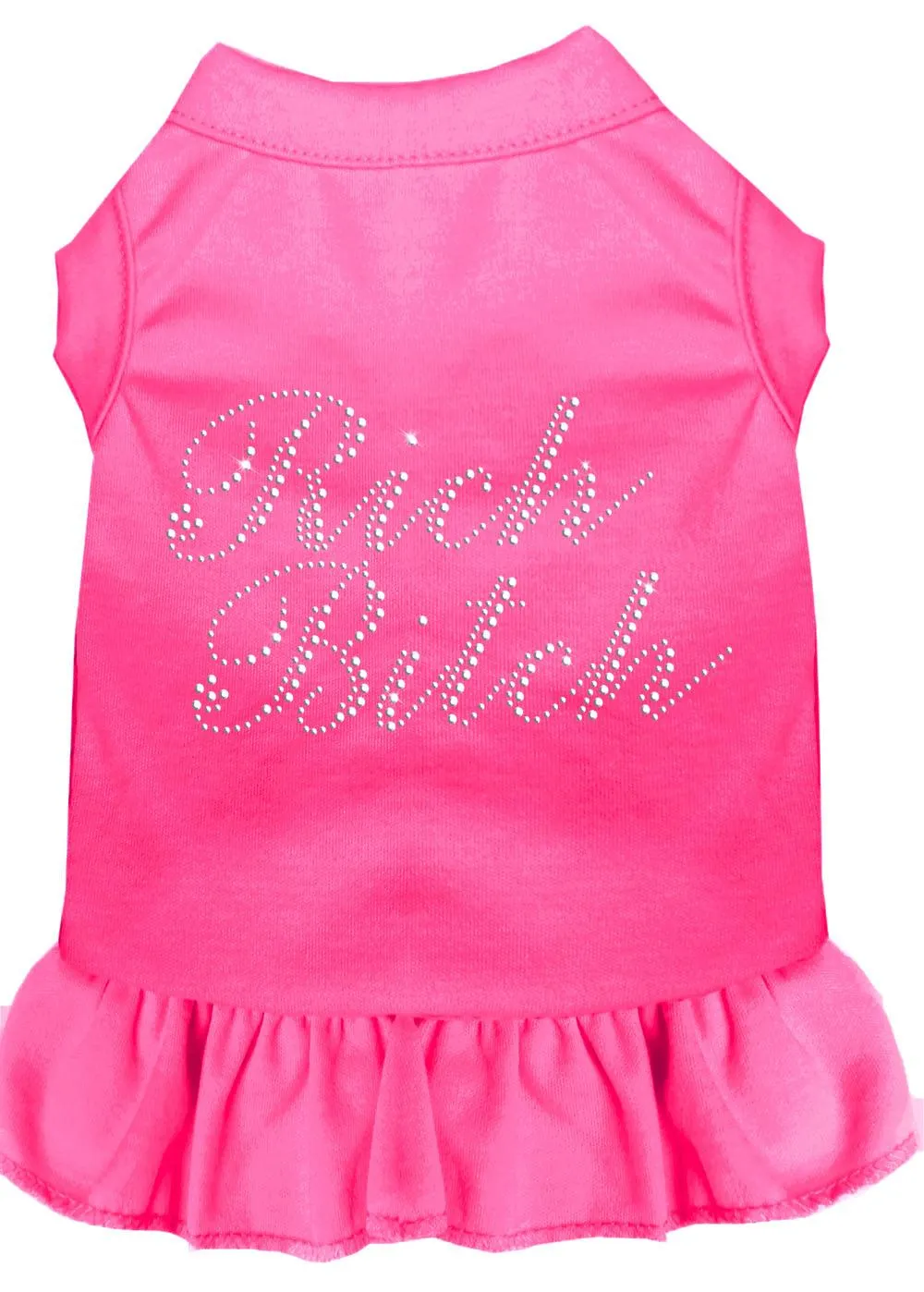 Rhinestone Rich Bitch Dress Bright Pink Sm (10)