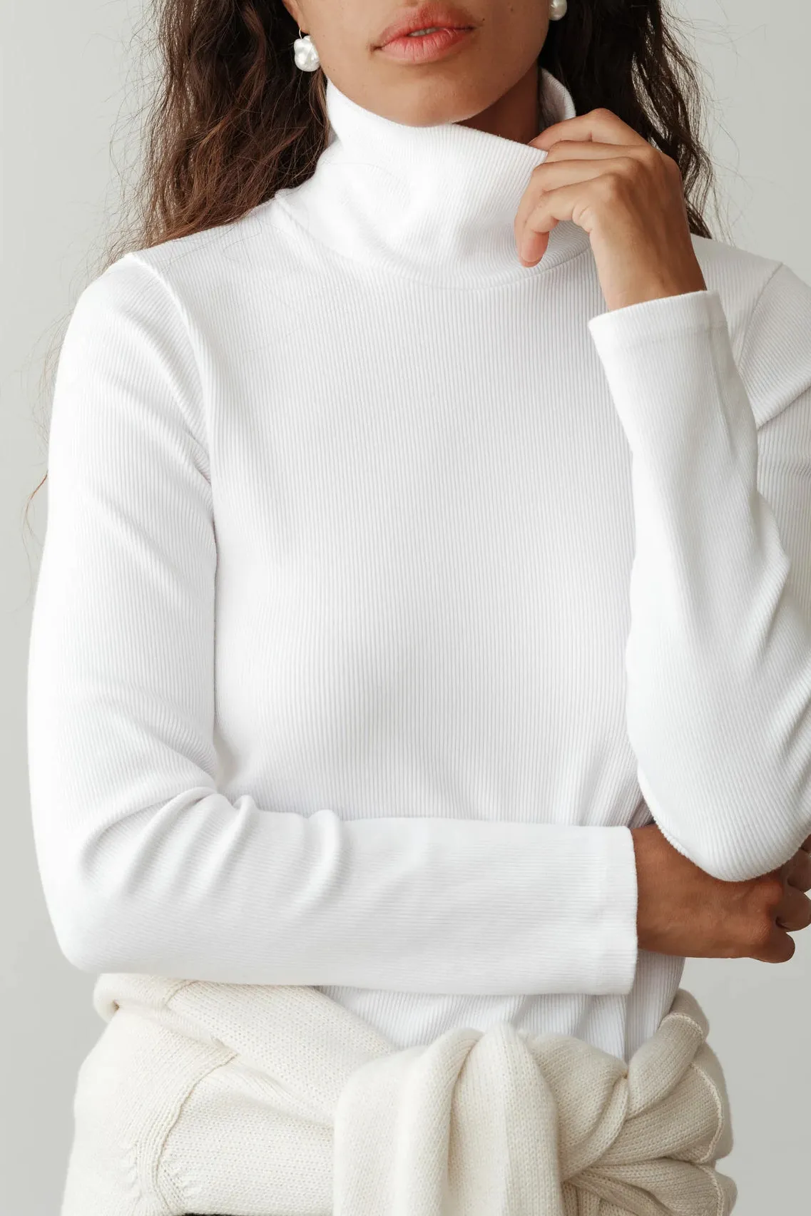 Rib Turtleneck in Powder