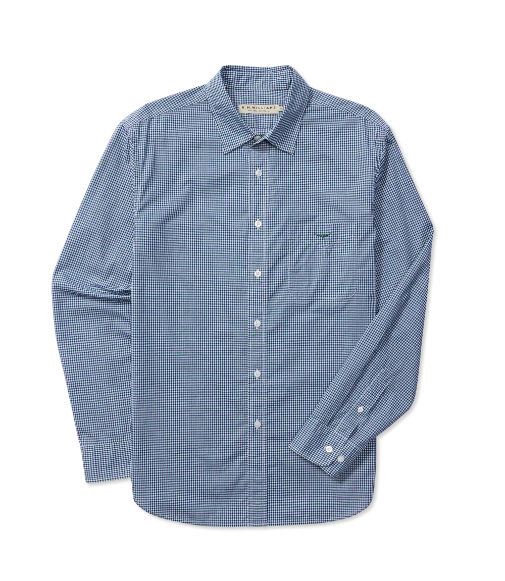 R.M.Williams - Regular Shirt - Poplin - Check - Green, Blue & White