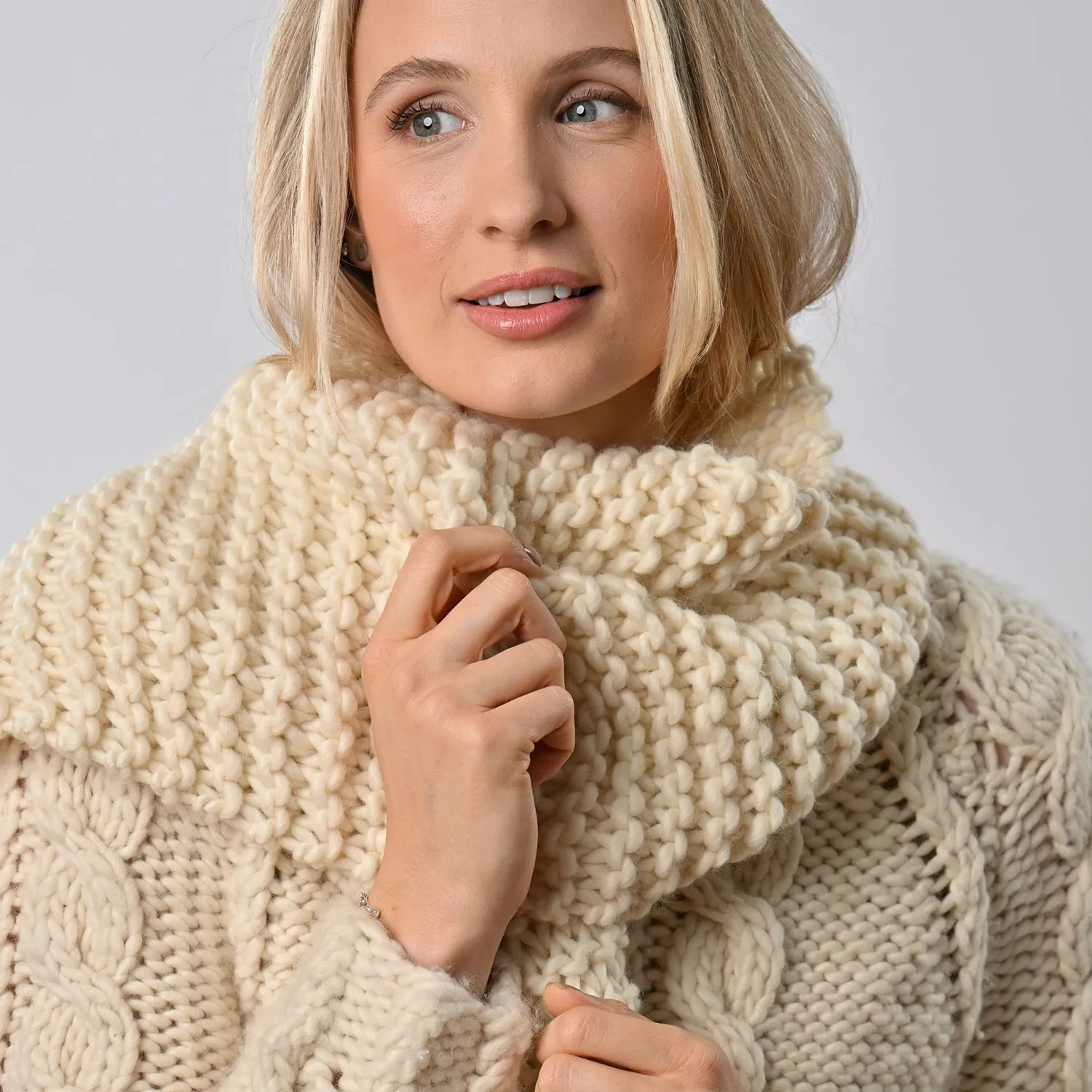 Scarf Knitting Kit - Linda Natural Cream