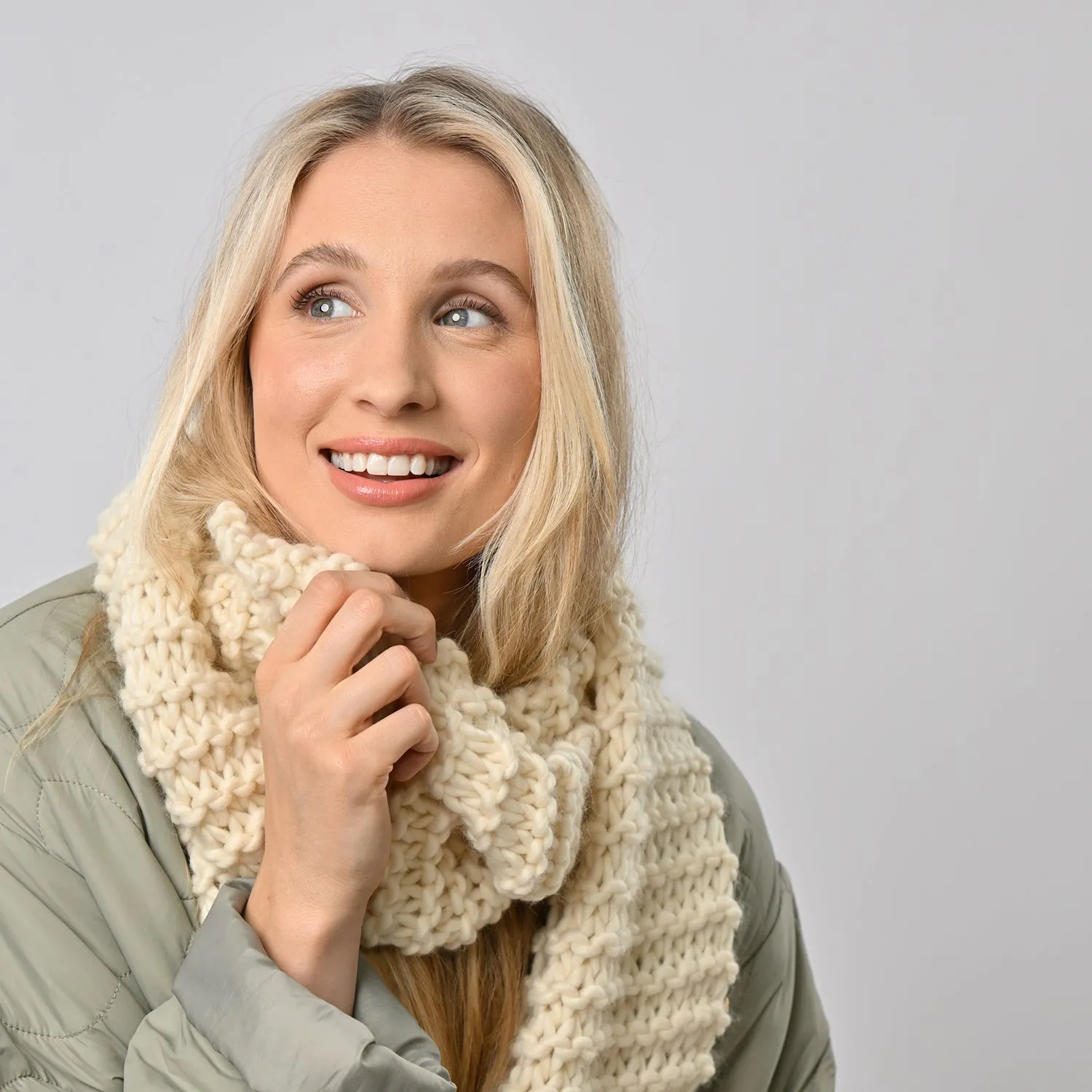 Scarf Knitting Kit - Linda Natural Cream