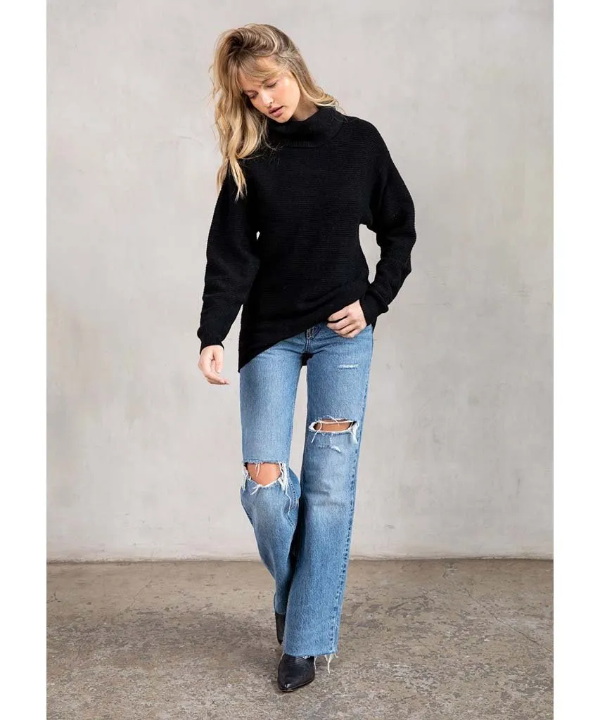 Seasons Slouchy Ribbed Turtleneck Black