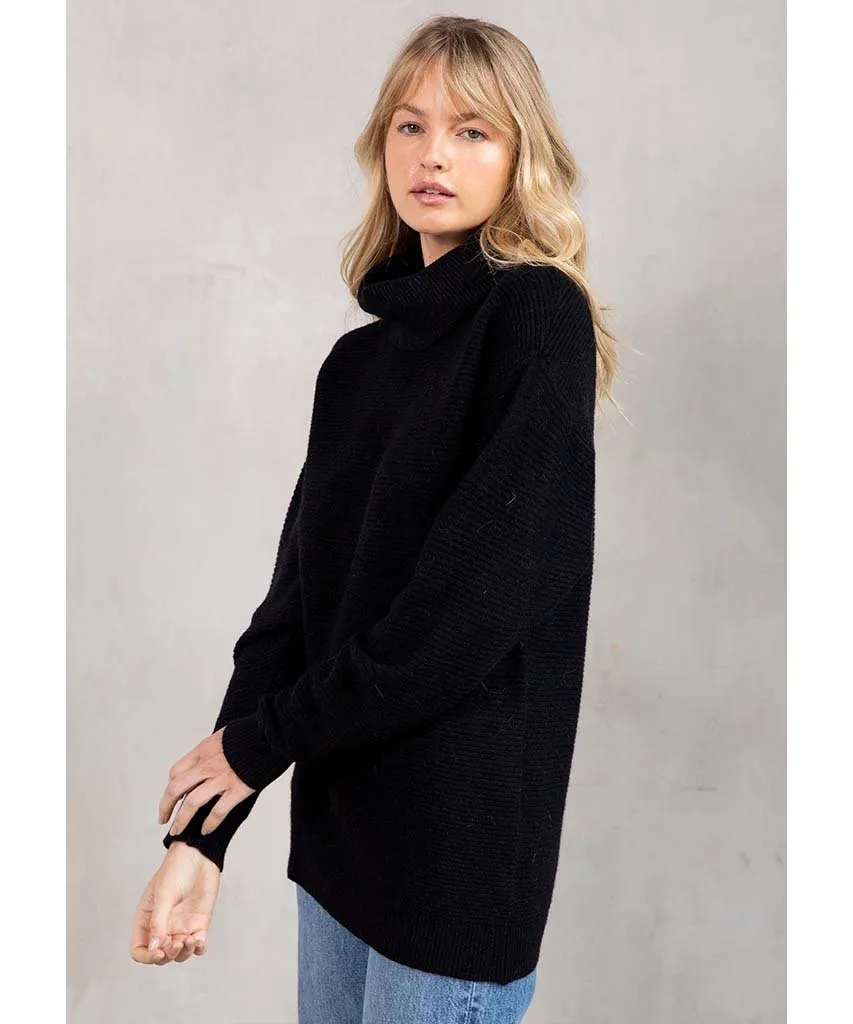 Seasons Slouchy Ribbed Turtleneck Black