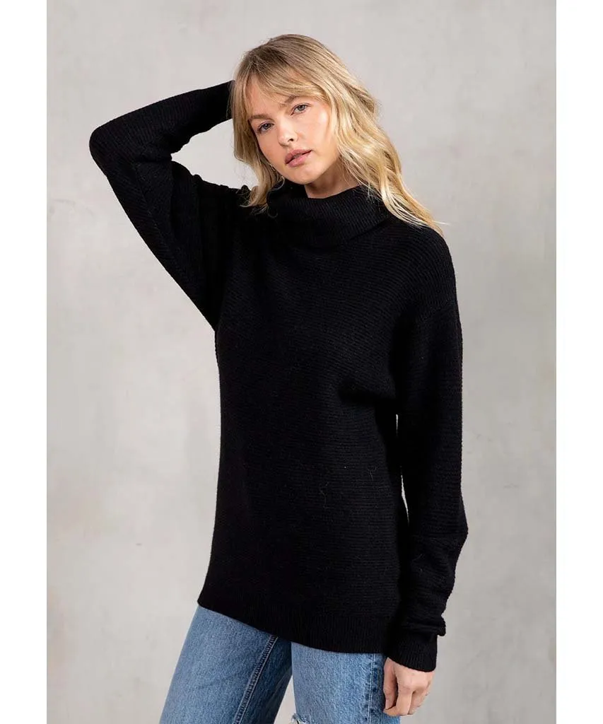 Seasons Slouchy Ribbed Turtleneck Black