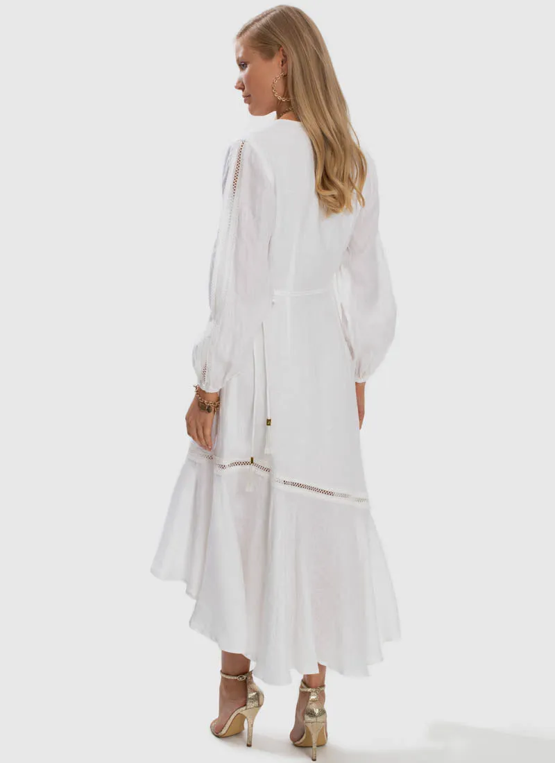 Serenity Spliced Wrap Dress - White