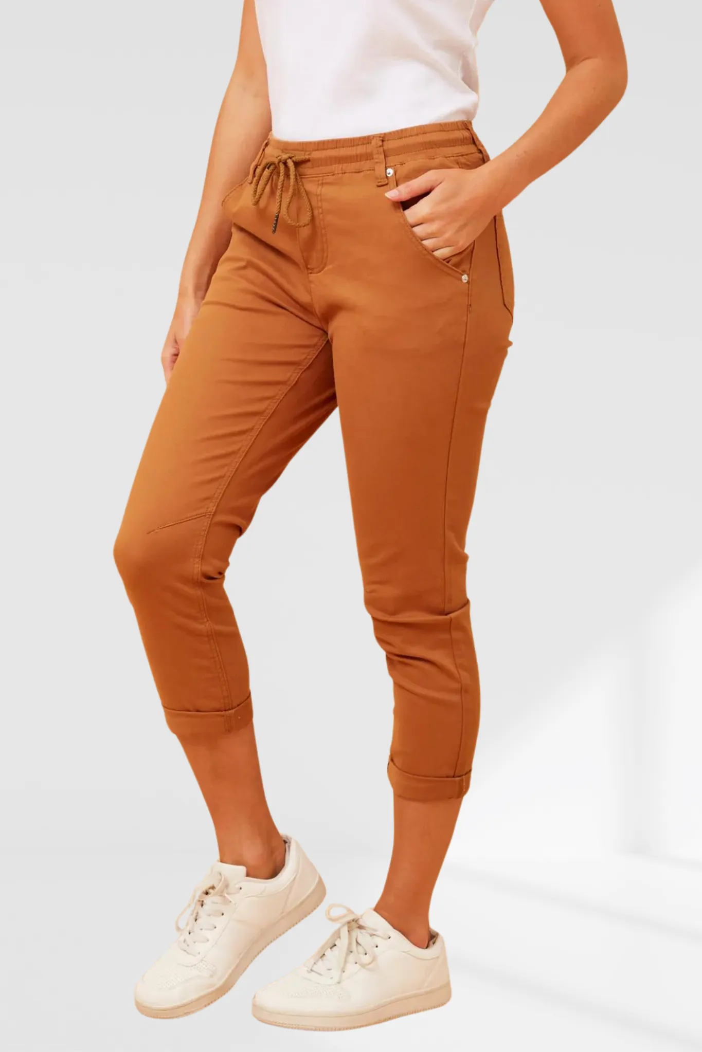 Siena Front Tie Joggers - Caramel