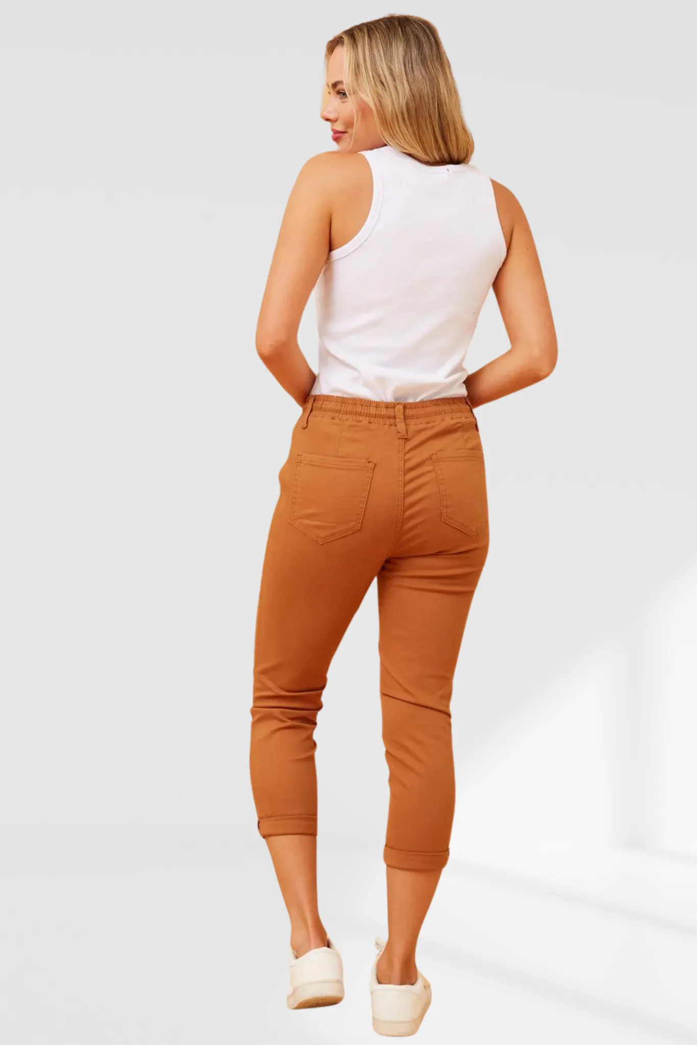 Siena Front Tie Joggers - Caramel