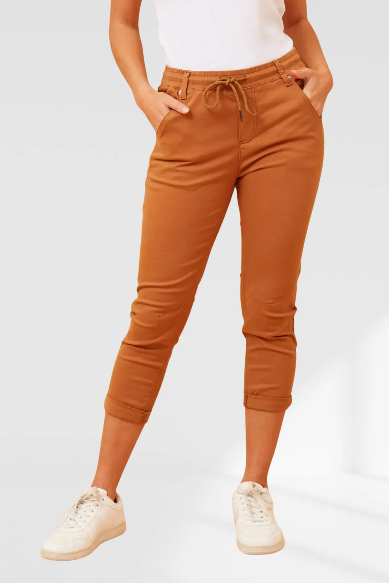 Siena Front Tie Joggers - Caramel