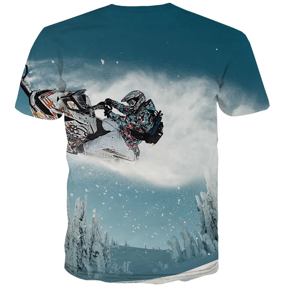 Ski T-shirt Men White T shirts Funny Movement Tshirts Casual Snowfield T-shirts 3d