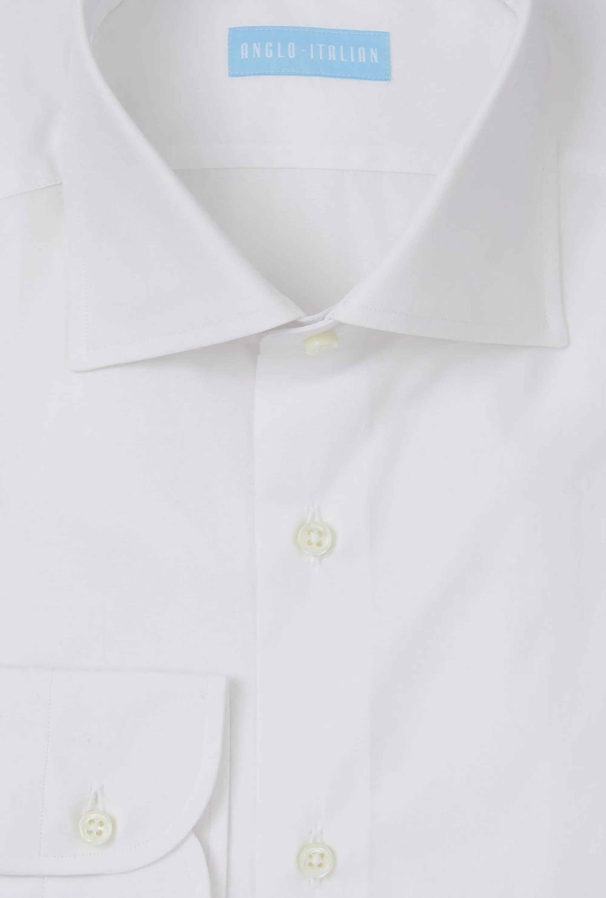 Spread Collar Shirt Cotton Poplin White