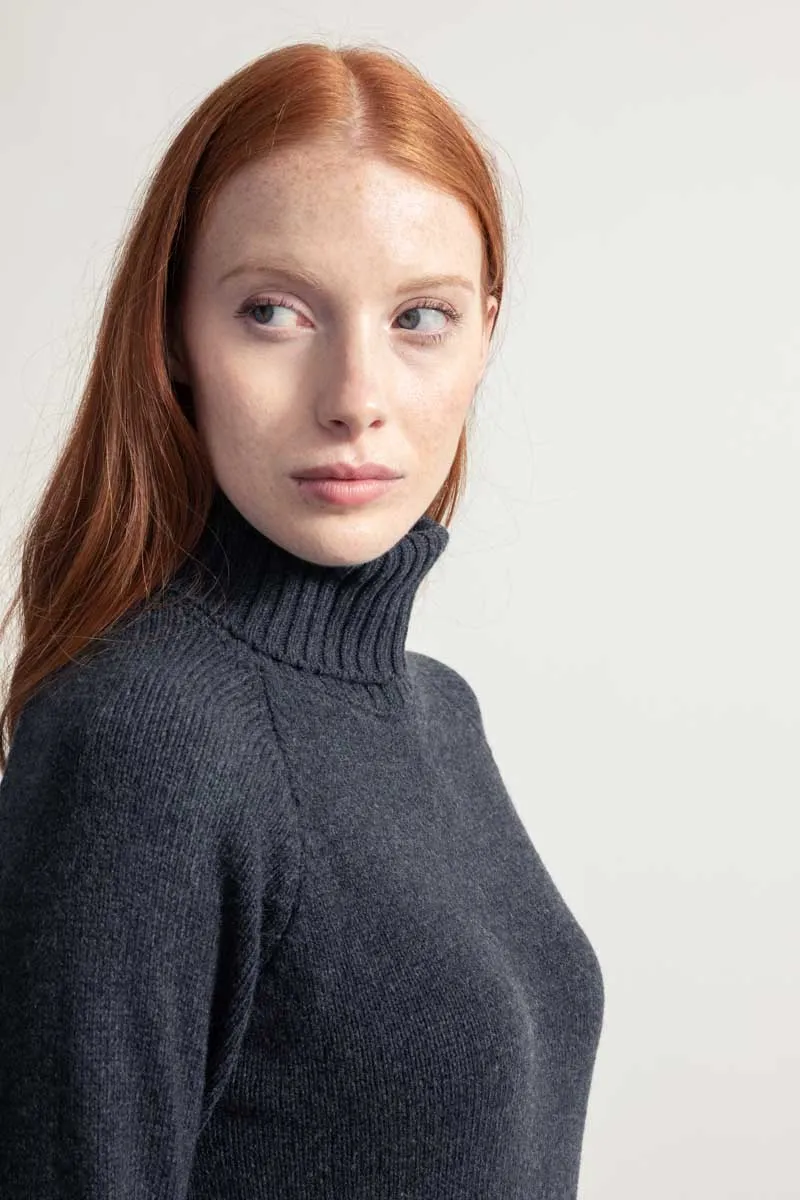 Susanna Cashmere Turtleneck Sweater Dark Grey