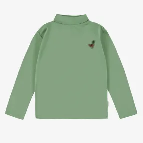 T-shirt vert sauge à manches longues avec col roulé, enfant || Sage green long sleeves t-shirt with turtleneck, child