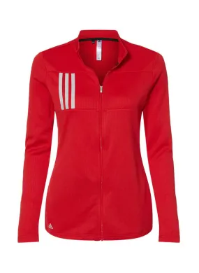 Team Collegiate Red / Grey Two Adidas 3-Stripes Double Knit Full-Zip Sweatshirt Women&#x27;s A483