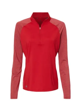 Team Power Red Adidas Stripe Block Quarter-Zip Women&#x27;s A521