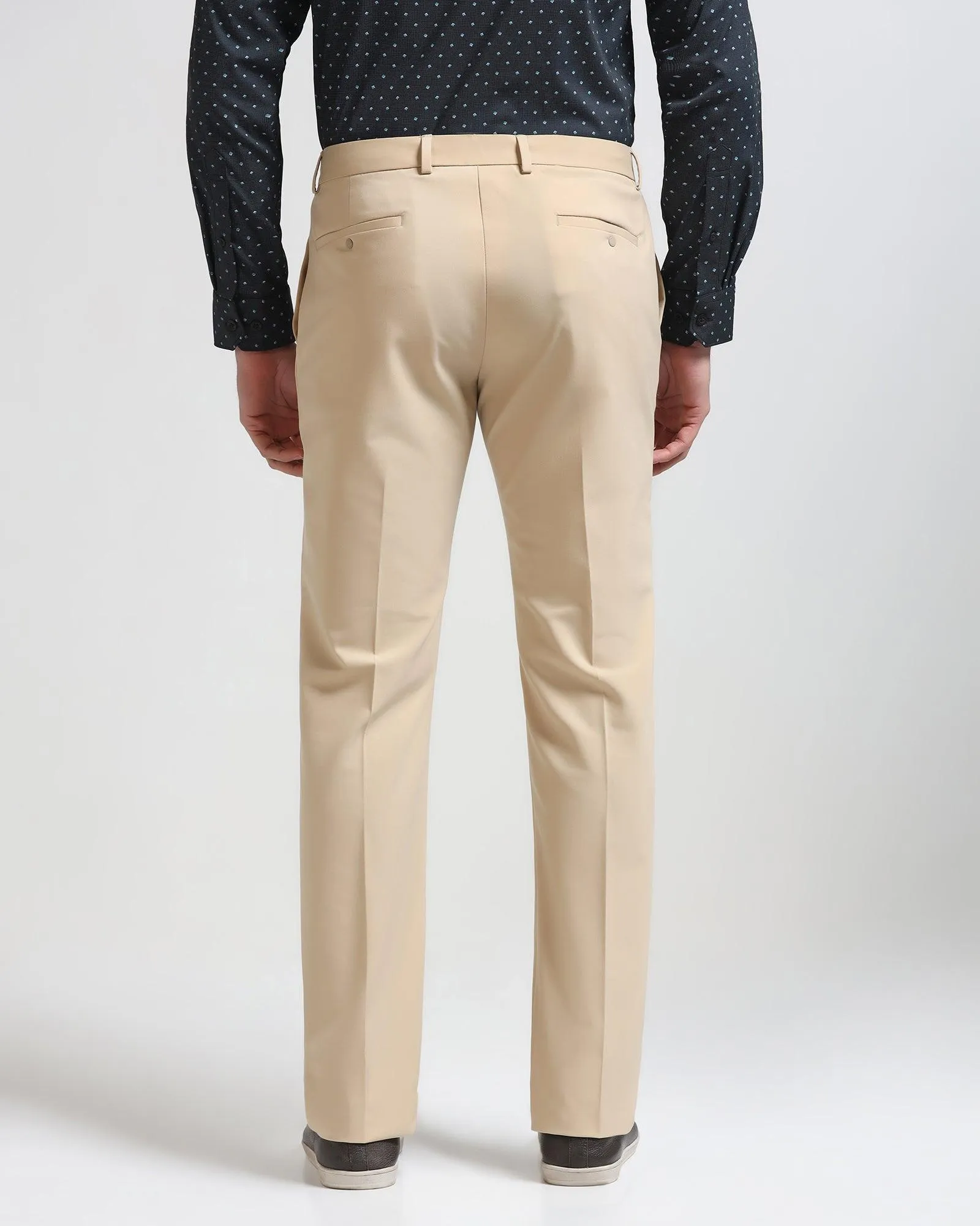 Techpro Slim Comfort B-95 Formal Beige Solid Trouser - Agusta