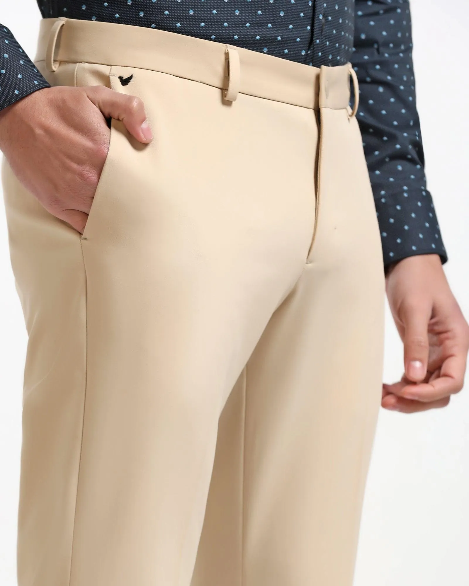 Techpro Slim Comfort B-95 Formal Beige Solid Trouser - Agusta