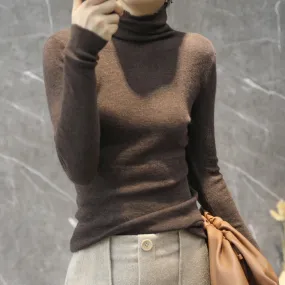 The Rock Turtleneck Autumn and Winter Pullover Sweater Women's Wool High Collar Short Section Knitted Bottoming Shirt