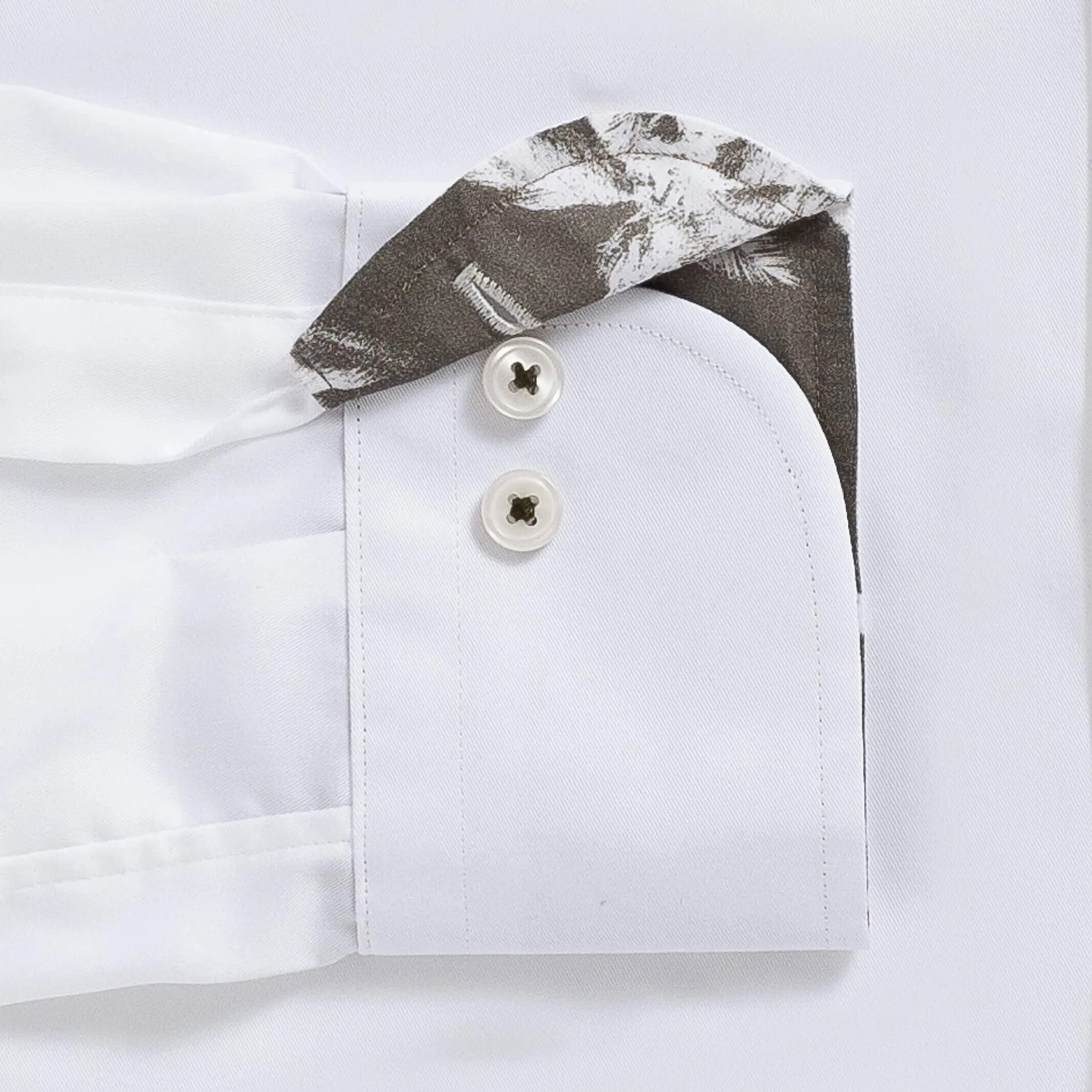 The White Madison Fine Twill with Palm Contrast Collar Custom Shirt