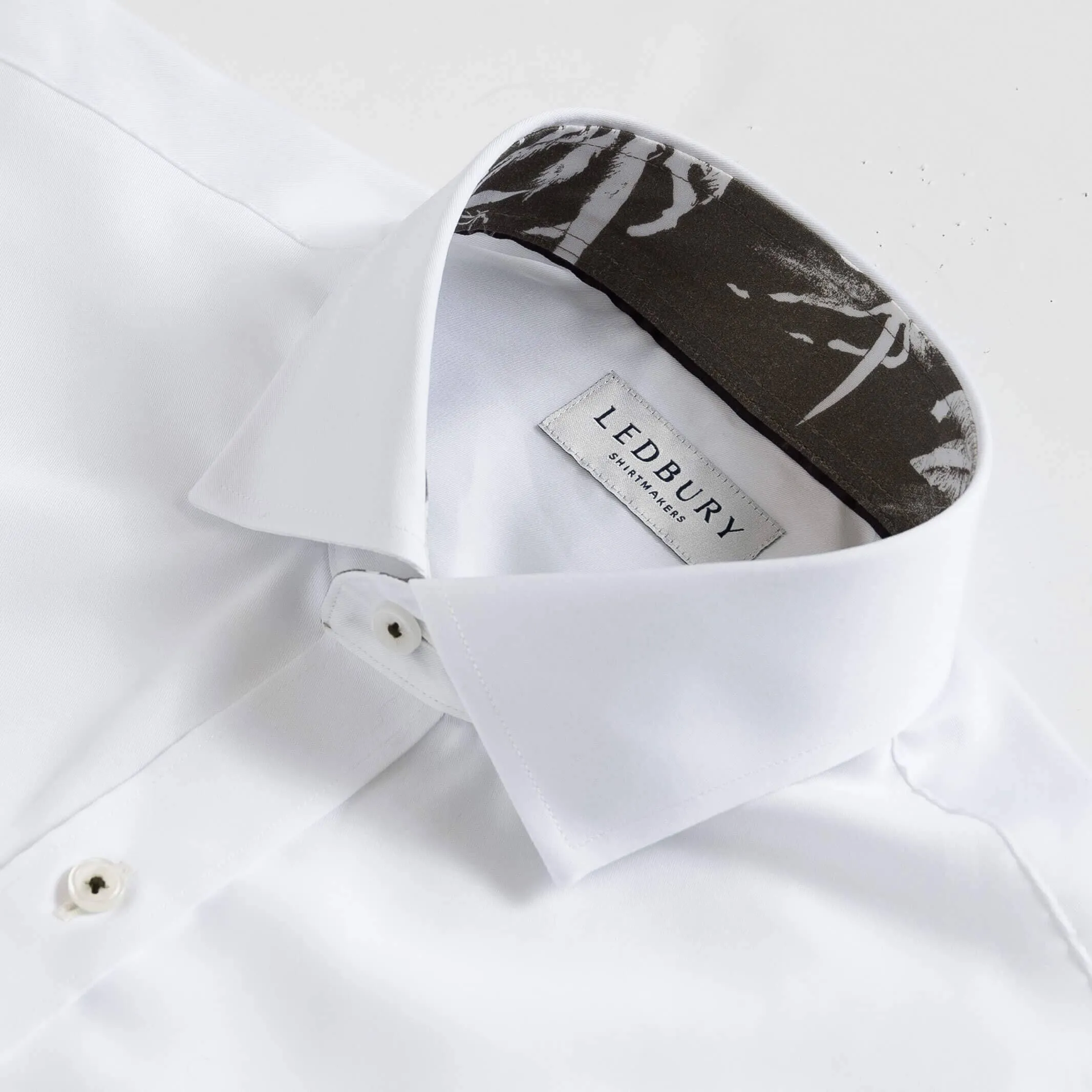 The White Madison Fine Twill with Palm Contrast Collar Custom Shirt