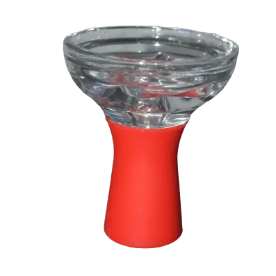 Tobacco Cup (Silicone   Glass) Red - راس أرجيلة سيليكون   زجاج