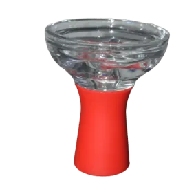 Tobacco Cup (Silicone   Glass) Red - راس أرجيلة سيليكون   زجاج