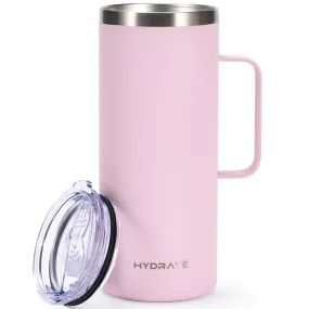 Tumbler With Handle 32oz Pastel Pink Rose Coffee Mug, Stainless Steel Reusable