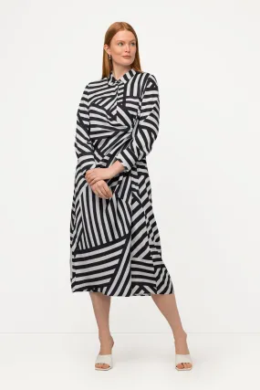 Ulla Popken Striped Dress in Black