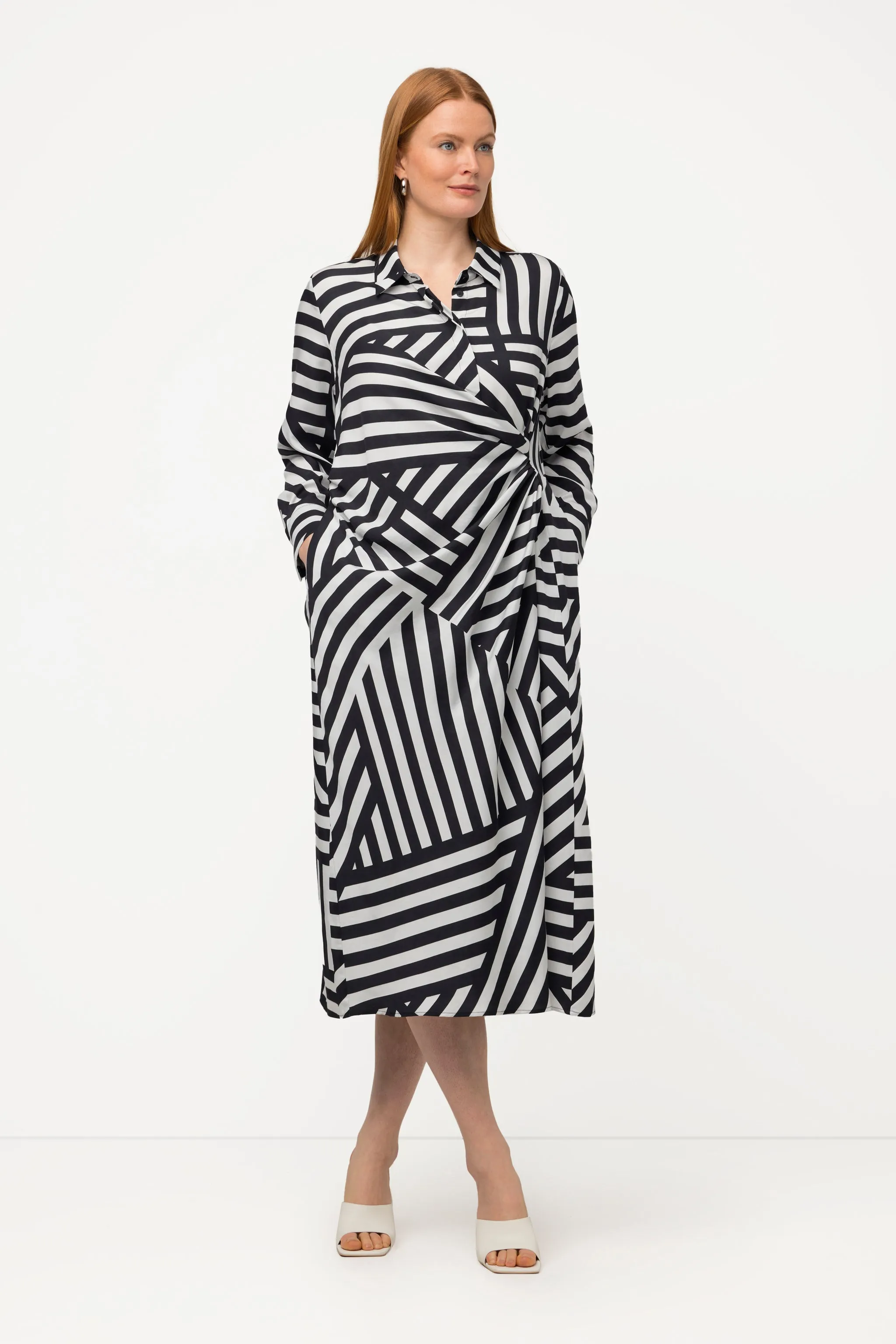 Ulla Popken Striped Dress in Black