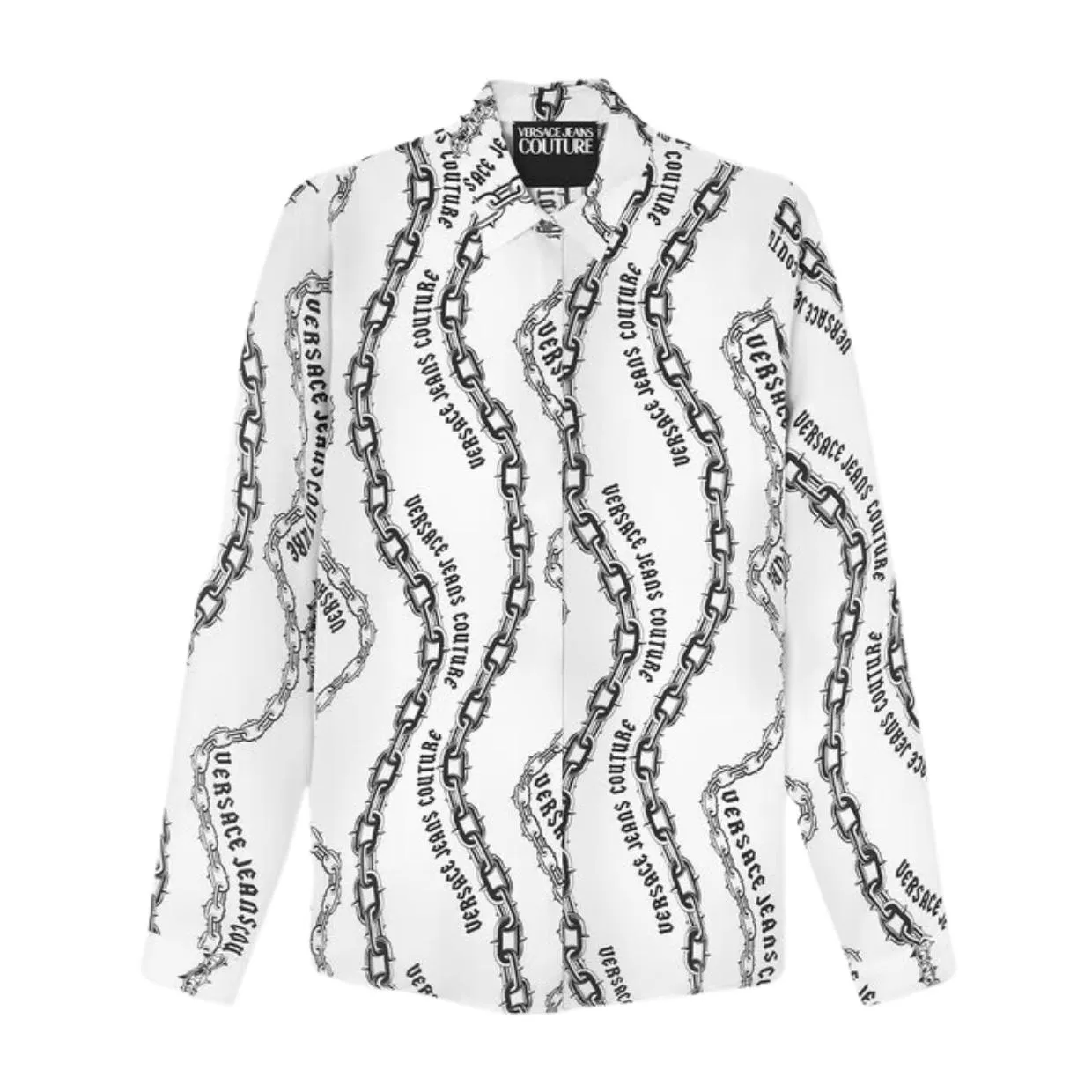 Versace Jeans Couture Chain Couture White & Black Viscose Shirt